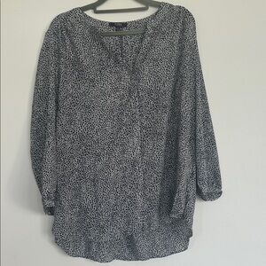 NYDJ Black and White Dotted Blouse